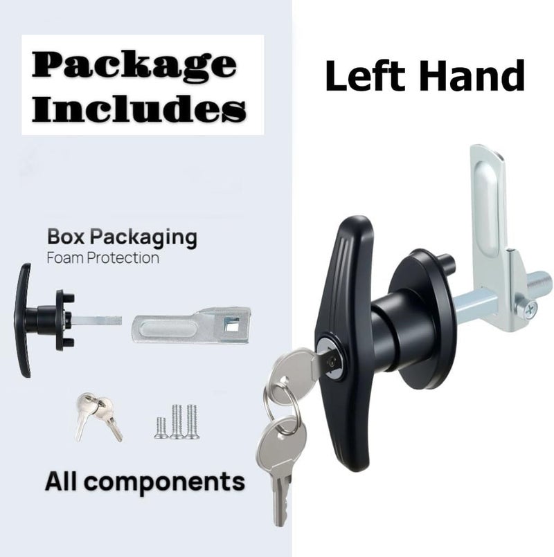 Ojeemii Truck Cap Locking T-Handle, Camper Shell Accessories, T-Handle Latch with Keyed Lock, Truck Camper Shell Lock, Key Alike Black T-Handle Locks (Left) for Most Truck - Image 3